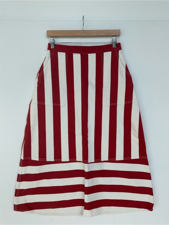 RHODE Dresses & Skirts - RHODE Nadine Vertical-Strip Midi Skirt with Patch Pockets
